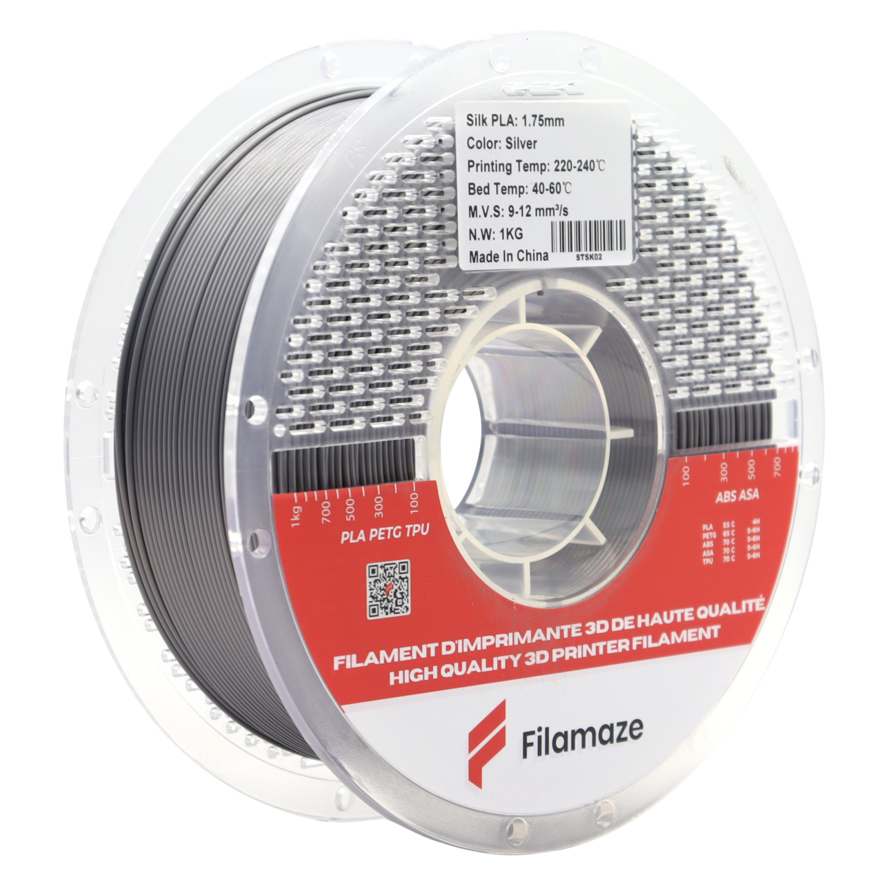 PLA SILK - SILVER  1.75MM (1KG)
