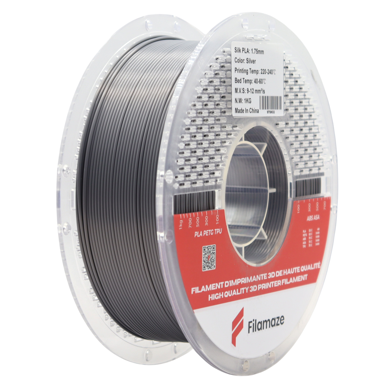 PLA SILK - SILVER  1.75MM (1KG)